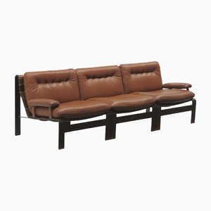 Mid-Century Element Sofa aus braunem Leder, 1960er