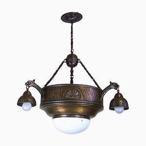 Antique Brass Ceiling Lamp, 1900s