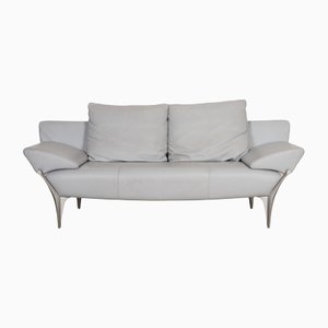 Blue Gray Leather Two-Seater 1600 Couch with Function by Rolf Benz