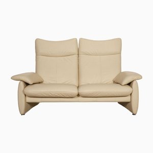 Cream Leather Two-Seater Laauser Sofa