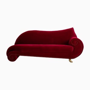 Red Velvet Two-Seater Couch by Bretz Gaudi