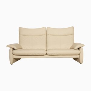 Cream Leather Three Seater Laaus Couch