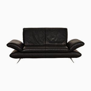 Black Leather Two Seater Rossini Couch with Function from Koinor