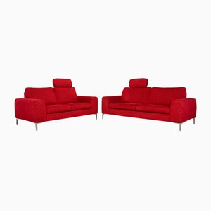 Red Fabric Cocoon Sofa Set by Willi Schillig, Set of 2
