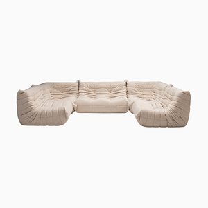 Togo Boucle Modular Sofa in White by Michel Ducaroy for Ligne Roset, Set of 5