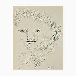 Lucien Coutaud, Child Portrait, Original Drawing, Mid-20th Century