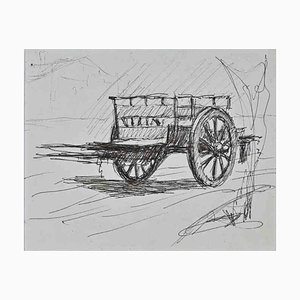 Lucien Coutaud, Chariot, Pen Drawing, Mid-Century