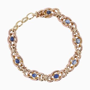 20th Century French Cabochon Sapphire 18 Karat Rose Gold Bracelet