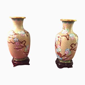 Chinesische Cloisonné Vasen aus Emaille & Vergoldung, 1920