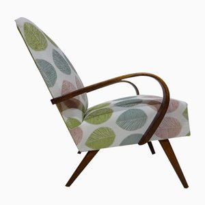 Bentwood Scandi Print Fabric Lounge Chair, 1960s