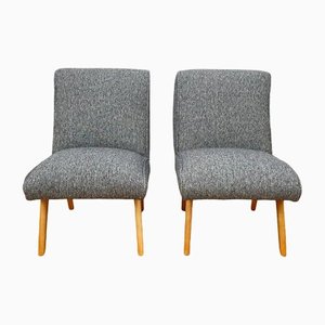 Mid-Century Cocktail Chairs in Grey Fabric, 1950s, Set of 2