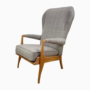 Vintage Stuhl aus Grauem Stoff, 1950er