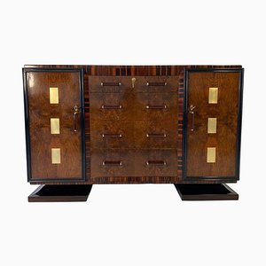 Italian Art Deco Sideboard in Macassar and Briar with Gold Leaf, 1940s