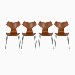 Sillas de comedor modelo 3130 de Arne Jacobsen para Fritz Hansen, años 70. Juego de 4