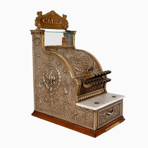 Small Early 20th Century Checked Bronze Model 312 Cash Register from National Cash Register Co