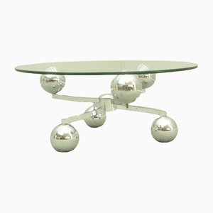 Space Age Coffee Table in Chrome and Glass, 1960s