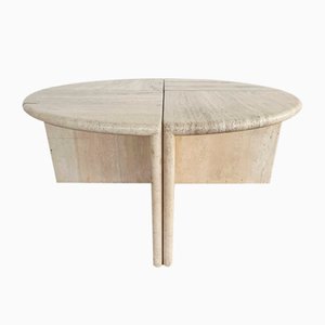 Mid-Century Italian Sectional Coffee Table in Travertine and Marble, 1970, Set of 4