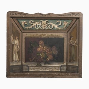 Antique Hand Painted Fireplace Screen