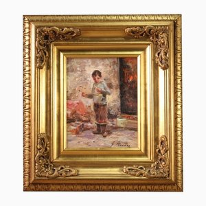Impressionist Style Painting, 20th-Century, Oil on Board, Framed