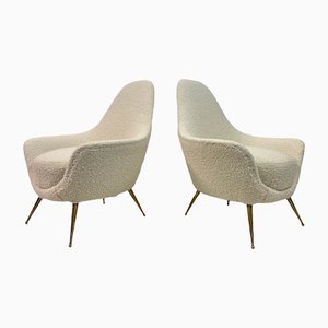 Italian Armchairs in Boucle, 1960s, Set of 2