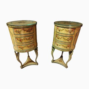 Venetian Cylindrical Nightstands in Lacquered Wood, Set of 2