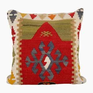 Vintage Red Square Kilim Pillow Cover