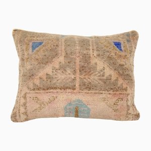 Turkish Oushak Rug Pillow Copper Cover