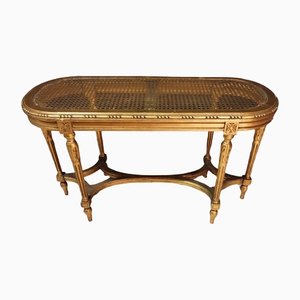 Louis XVI Style Caned Piano Bench in Golden Wood