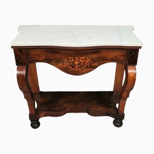 Empire / Charles X Curved Console Table in Marquetry, 1820s