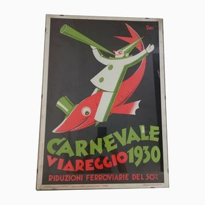 Affiche Manifesto Carnevale di Viareggio par Siro ape Florence, Italie, 1930