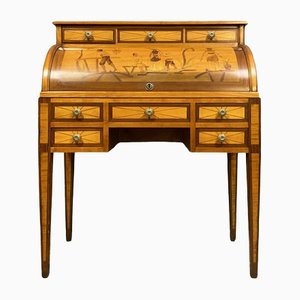 Louis XVI Cylinder Desk in Precious Wood Marquetry, 1930-1940s