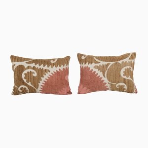 Suzani Embroidery Throw Pillow Covers, Set of 2