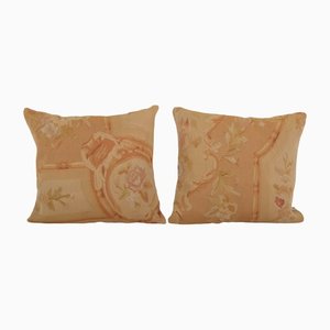 Vintage Turkish Floral Kilim Pillow Covers, Set of 2