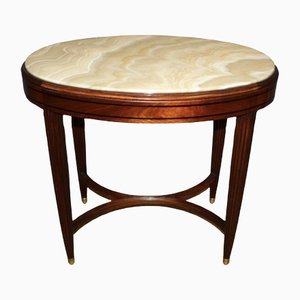 Art Deco Pedestal Table in Mahogany and Onyx, 1925