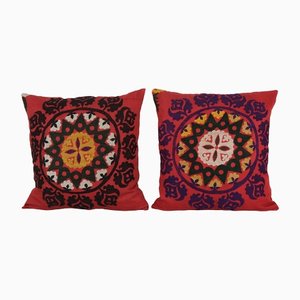 Suzani Red Cushion Covers, Set of 2