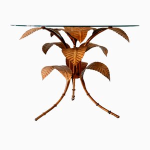 Tavolino da caffè moderno con foglie di palma di Hans Kögl, Germania, anni '70