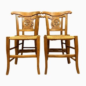 Empire Solid Walnut Chairs, 1800s, Set of 4