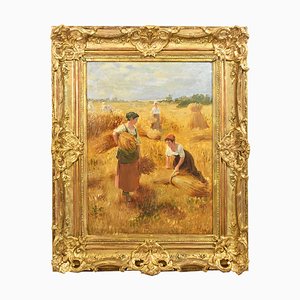 The Gleaners Painting, 19th-Century, Oil on Canvas, Framed