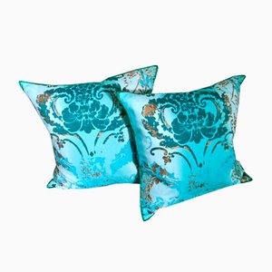 Printed Cotton Pillows With Feather Interior, Set of 2
