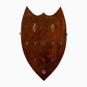 Antique Walnut Lodge Keymasters Board Key Shield