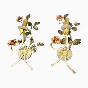 Italian Tole Flower Sconces, Set of 2