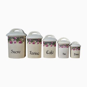 French Bohemian Ceramic Pots, Set of 5