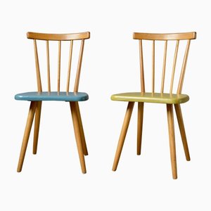 Scandinavian Yellow and Blue Chairs, Set of 2