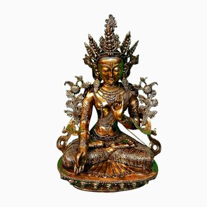 Escultura de Buda tibetano, siglo XVIII, bronce