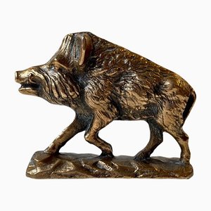 Antique French Wild Boar Sculpture in Bronze, 1920s