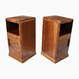 Art Deco Walnut Bedside Cabinets, Set of 2