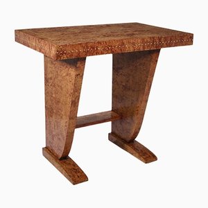 Art Deco French Console Table in Burr Elm
