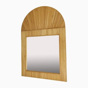 Italian Rattan Arch Mirror, 1970s