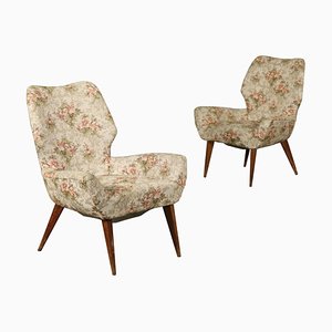 Vintage Italian Fabric Lounge Chairs, 1950s, Set of 2
