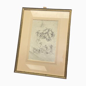 Academic Drawing of Miguel Angelo Scene, 19th-Century, Paper, Framed
